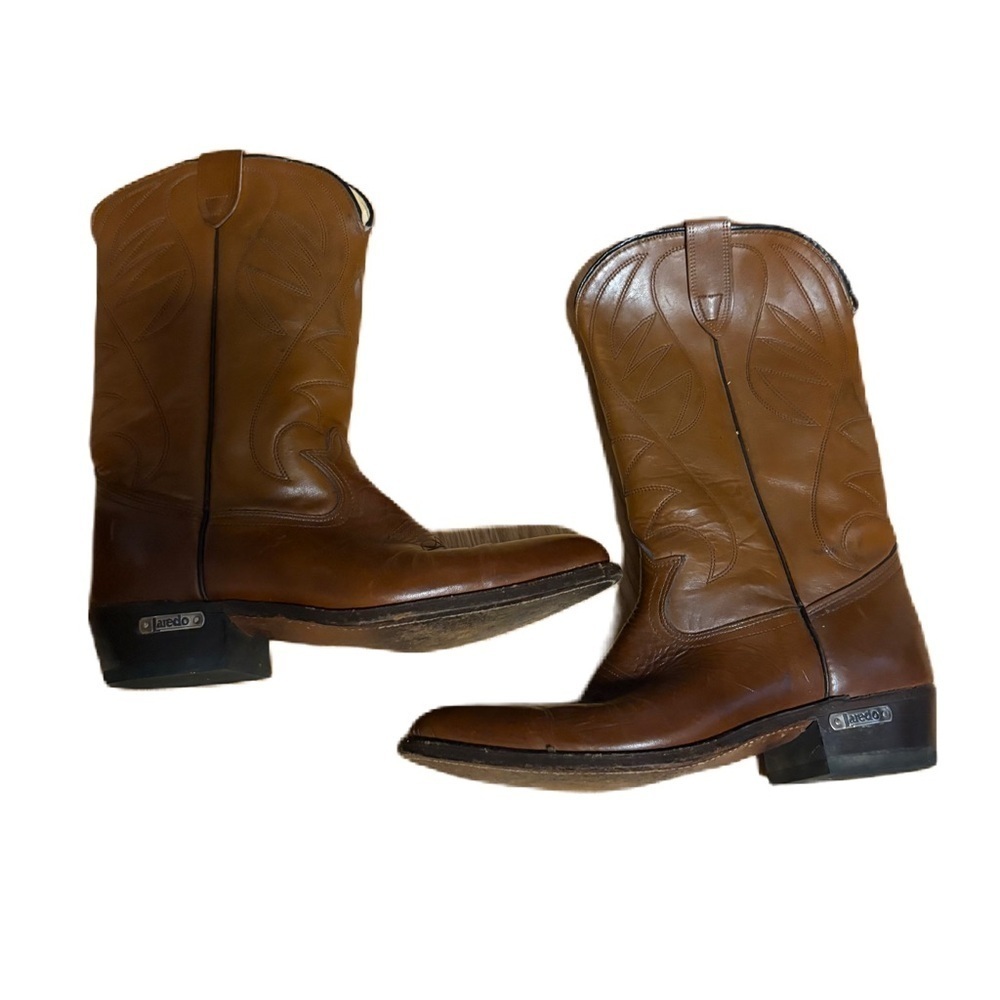 Laredo Tan Leather Western Boots Sz 10D Brown Cowboy